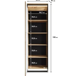 Quincy - Kledingkast met deur - Eiken - 60x41x195 cm