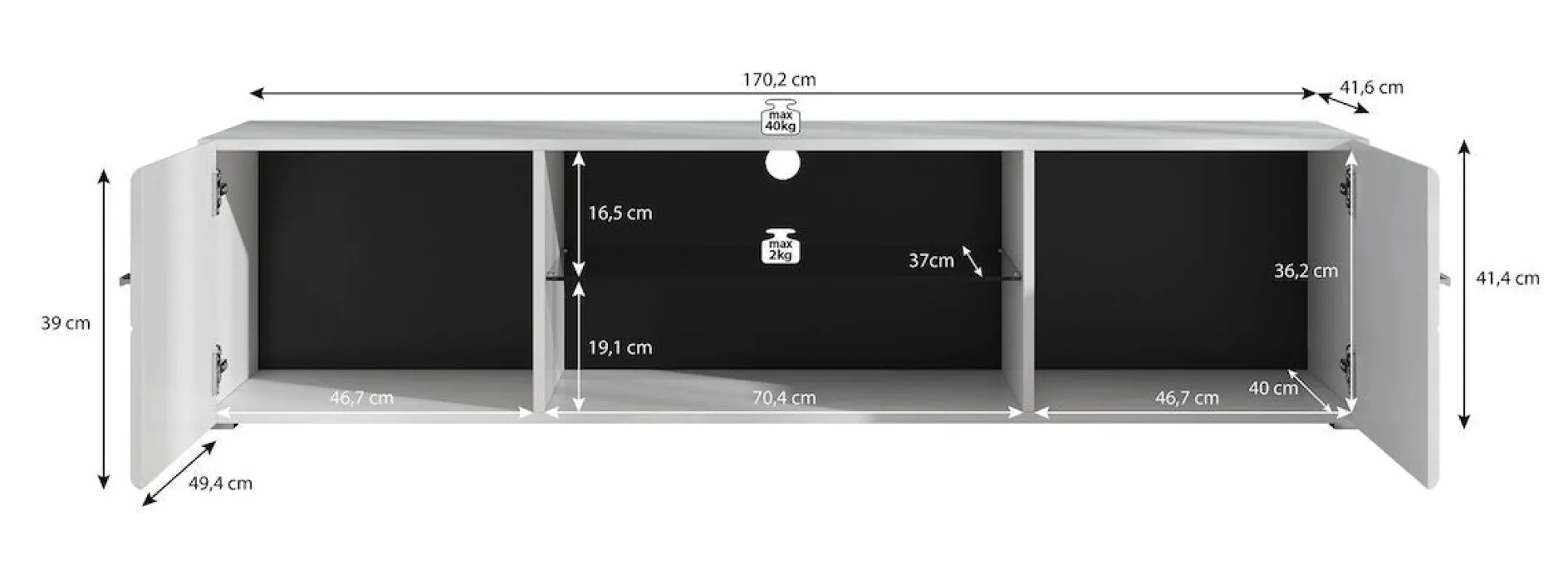 Red - TV-Meubel - Wit - 170 cm