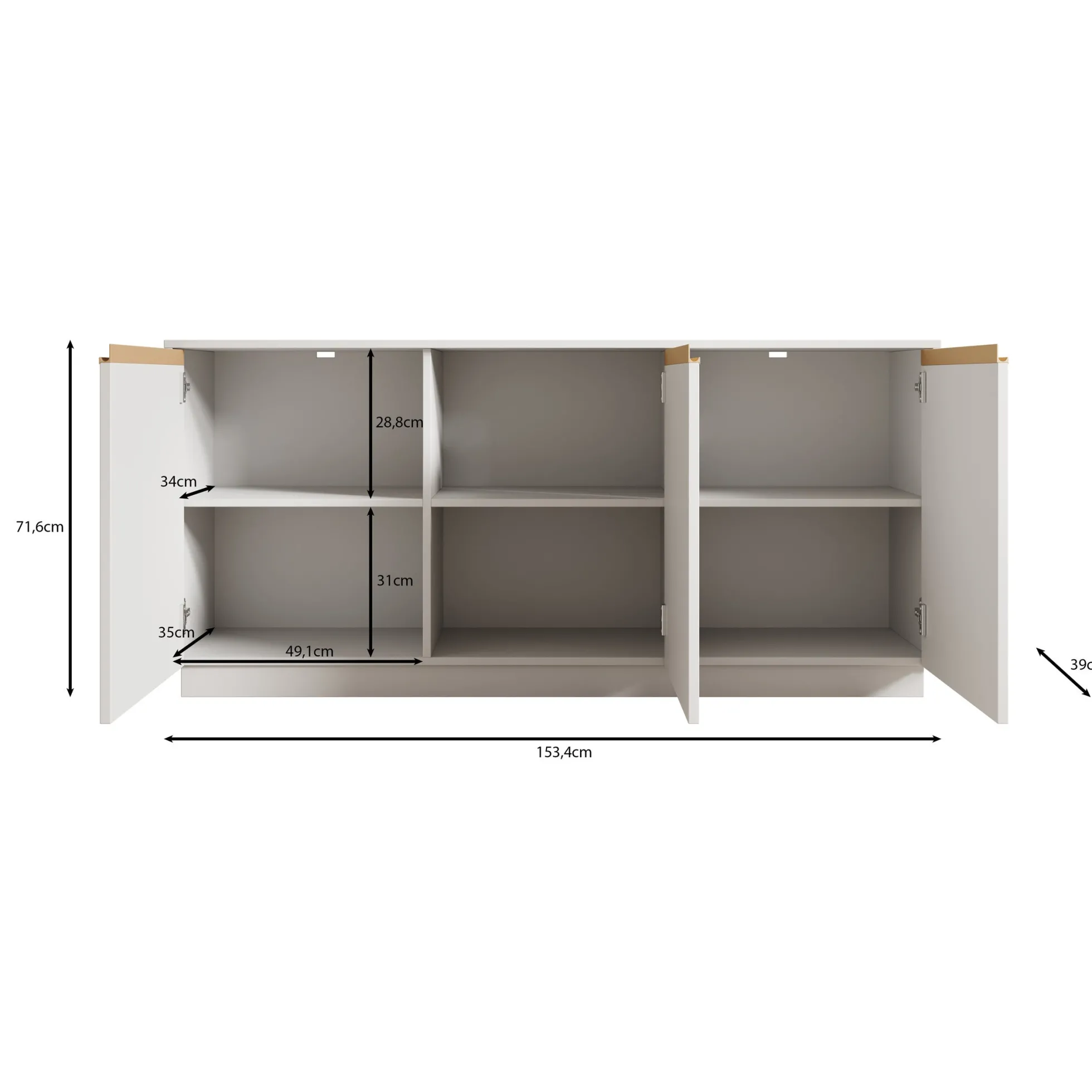 Remy - Dressoir - Beige - 153x39x72 cm