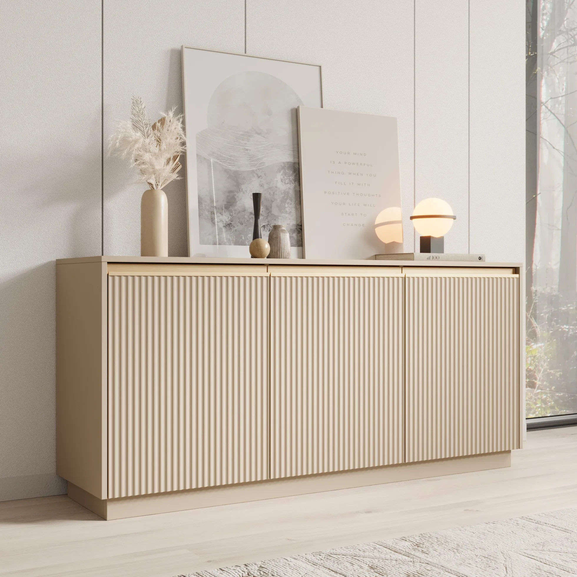 Remy - Dressoir - Beige - 153x39x72 cm