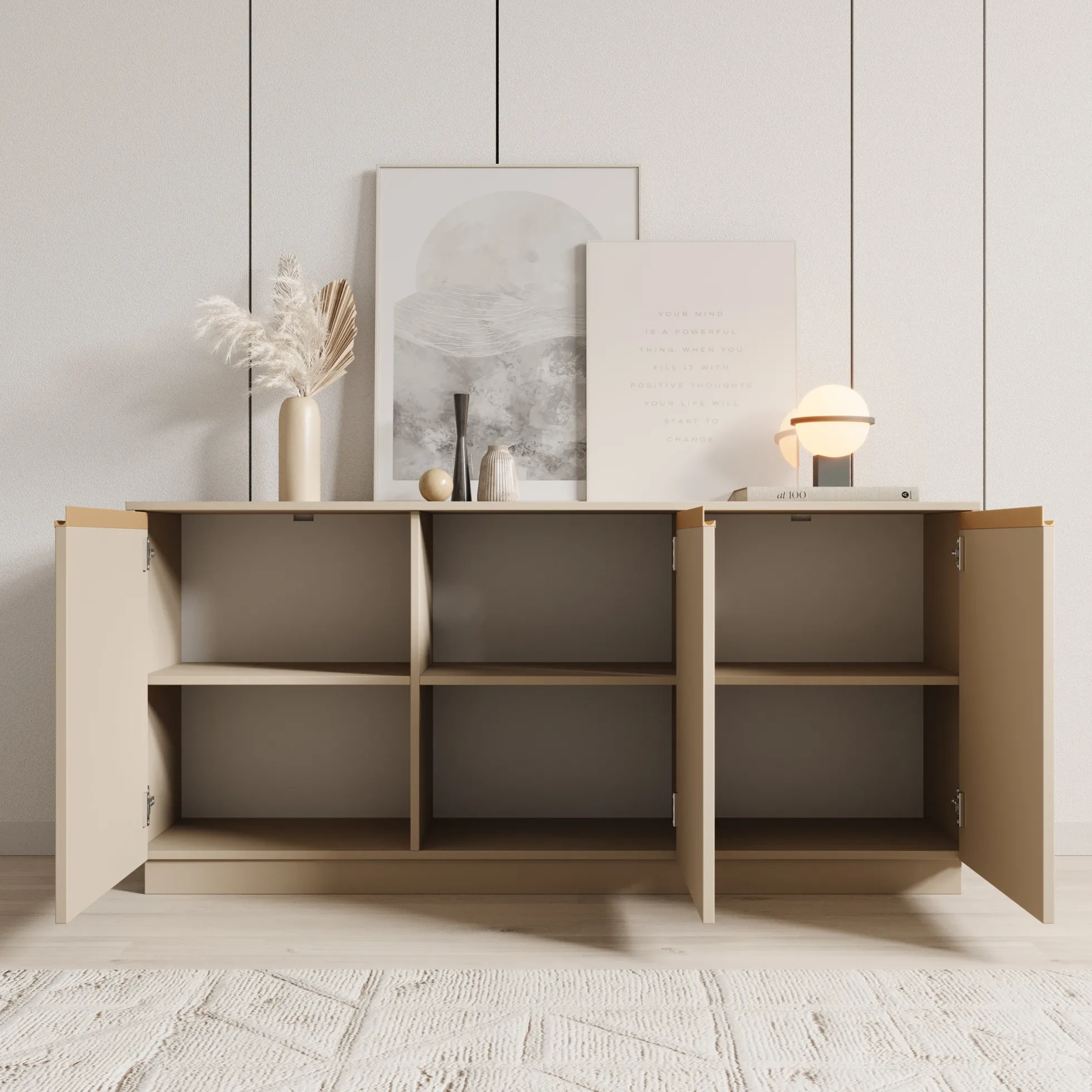 Remy - Dressoir - Beige - 153x39x72 cm
