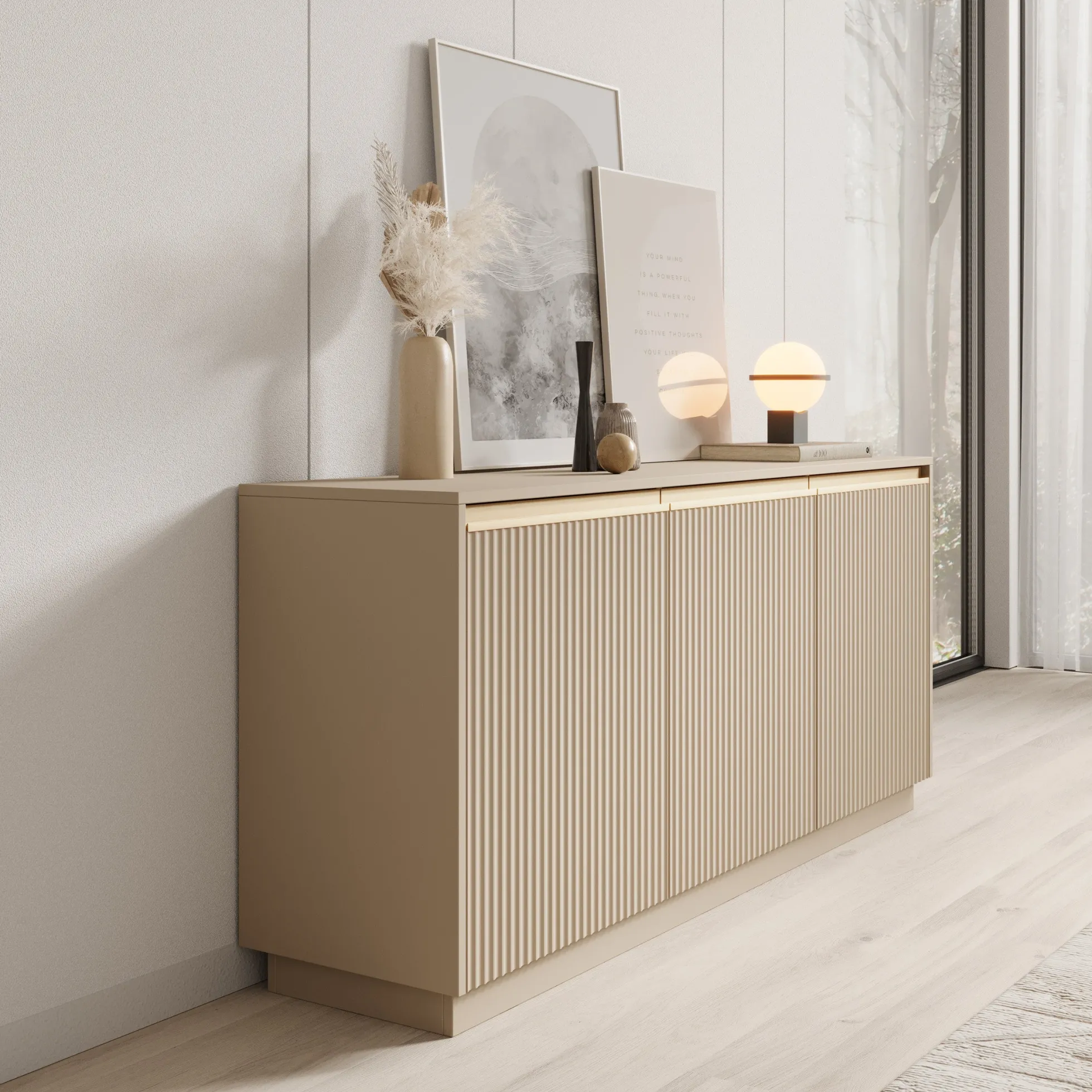 Remy - Dressoir - Beige - 153x39x72 cm