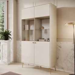Reunion - Vitrinekast - Beige - 106x41x191 cm
