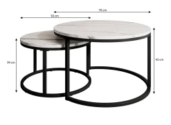 Rica 2 - Salontafel set van 2 - Wit marmerlook