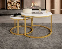 Rica 2 - Salontafel set van 2 - Wit marmerlook