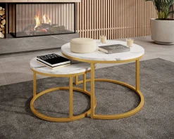 Rica 2 - Salontafel set van 2 - Wit marmerlook