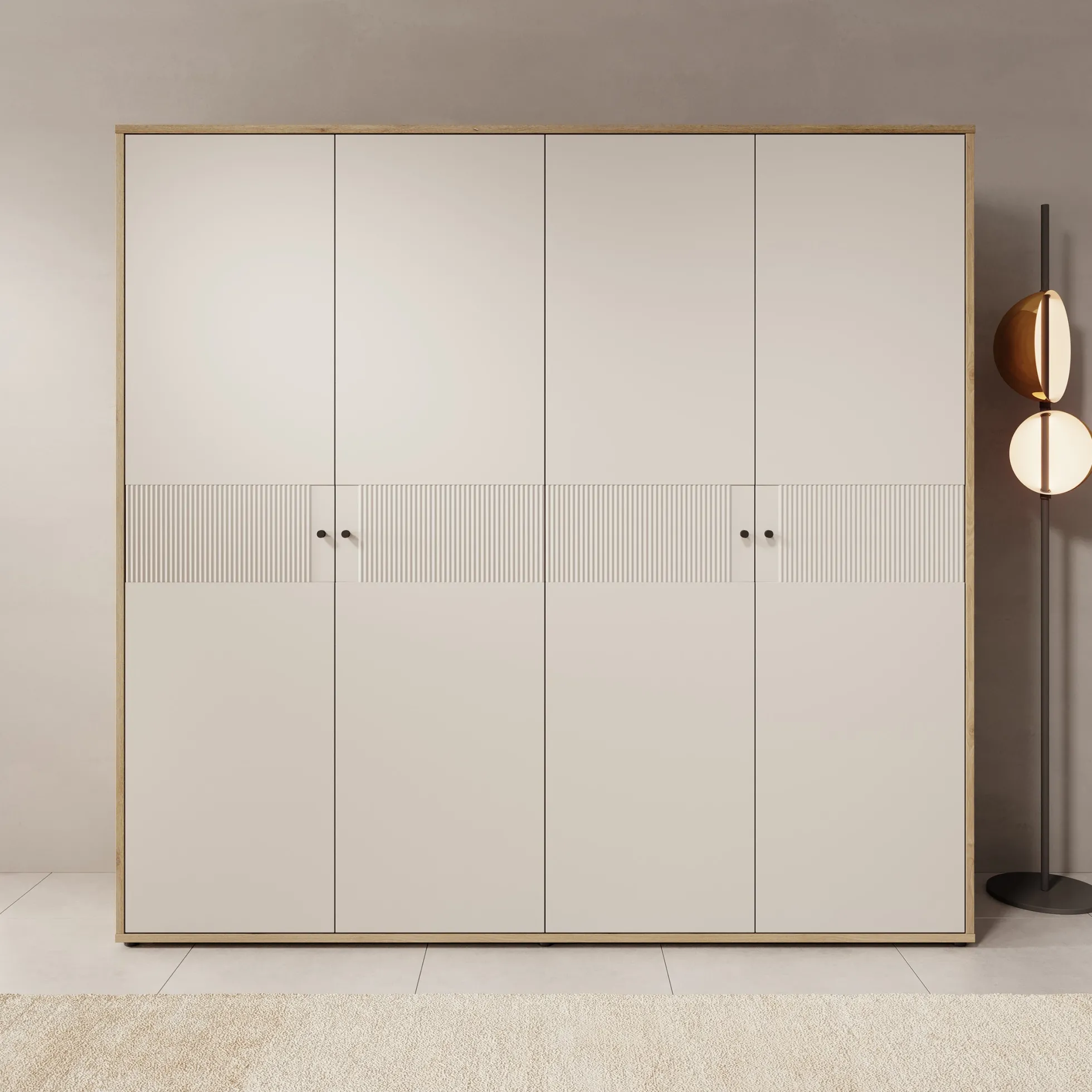 Riggs - Kledingkast 4-deurs - Beige - 224x59x213 cm