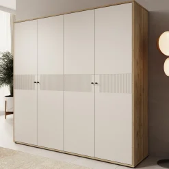 Riggs - Kledingkast 4-deurs - Beige - 224x59x213 cm