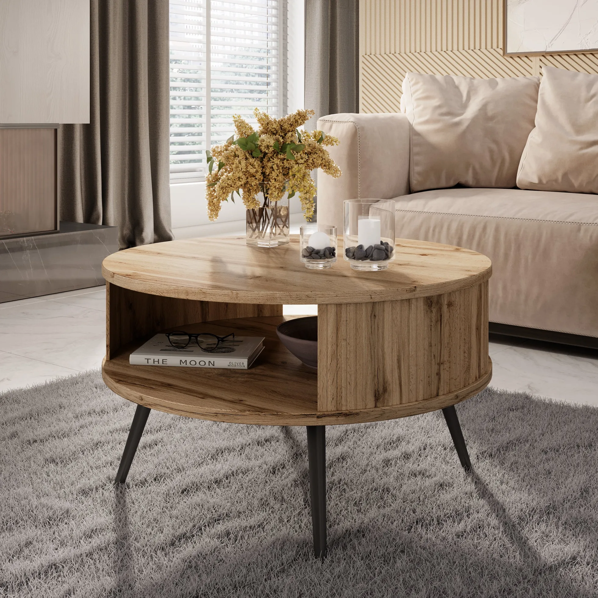Riley - Salontafel - Eiken - 76x76x44 cm