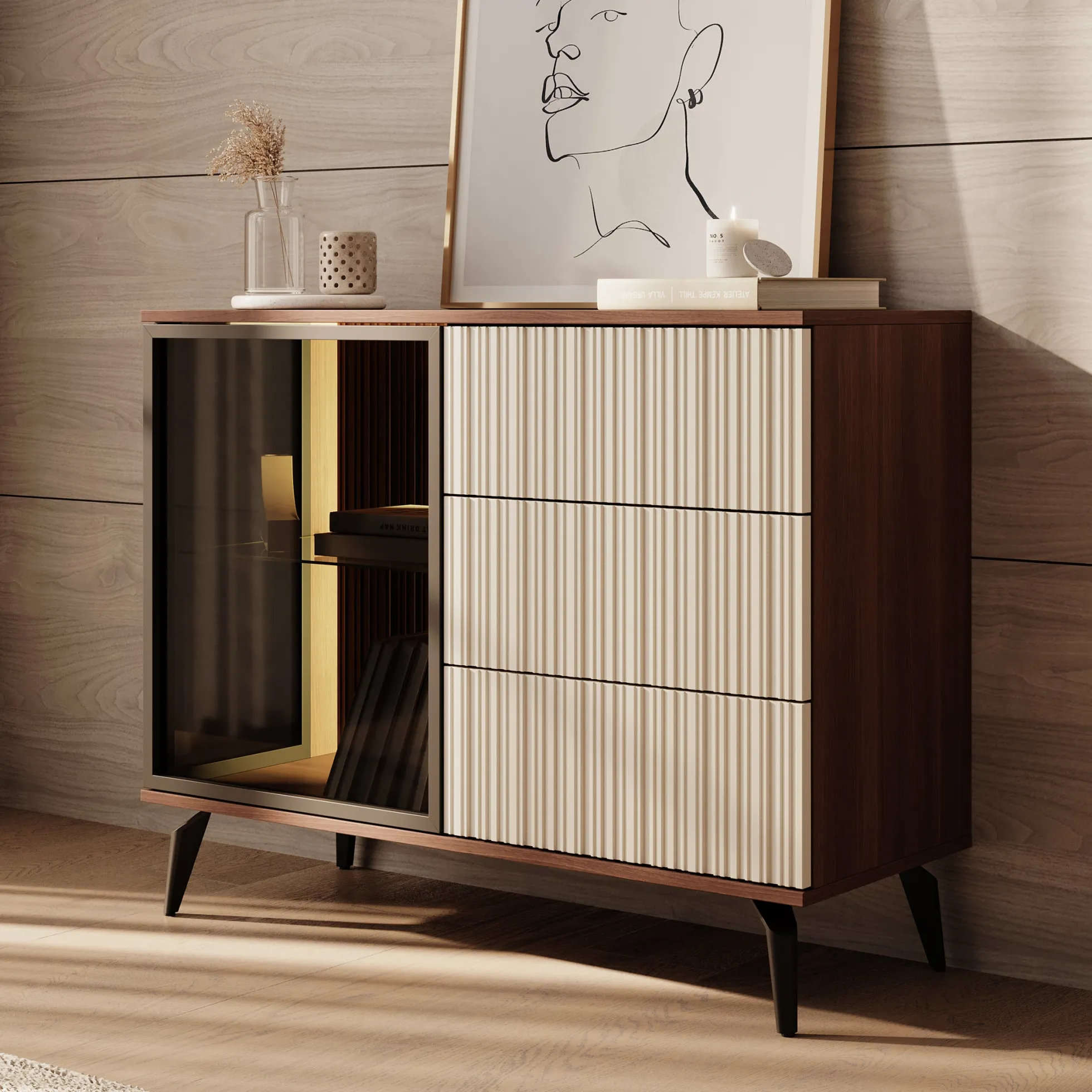 Riverhead - Dressoir - Beige/Eiken - 103x39x80 cm