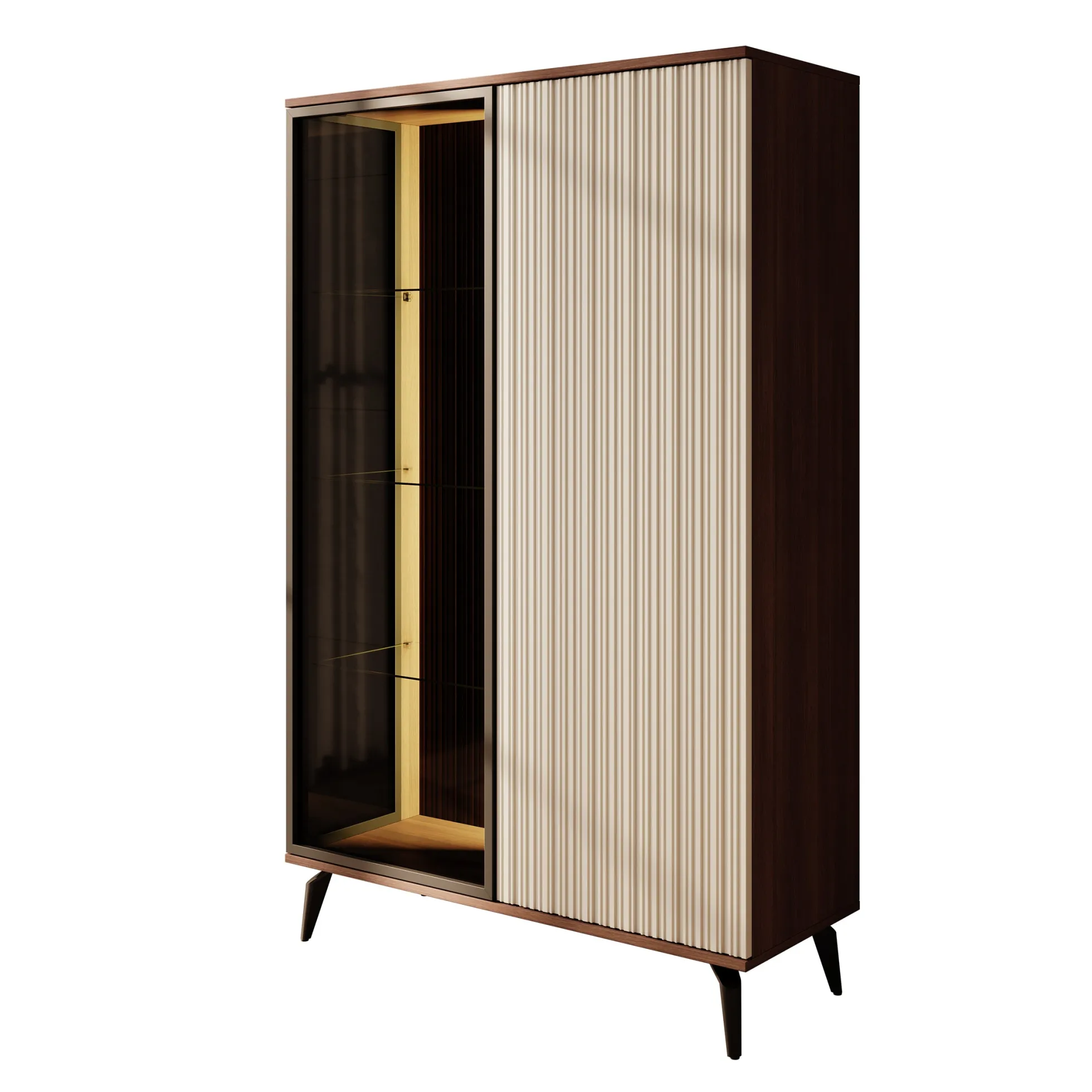 Riverhead - Vitrinekast - Beige/Eiken - 103x39x162 cm