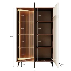 Riverhead - Vitrinekast - Beige/Eiken - 103x39x162 cm