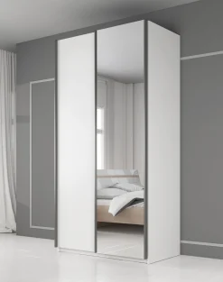 Rocky - Kledingkast met schuifdeuren - Wit - 100x64x216 cm