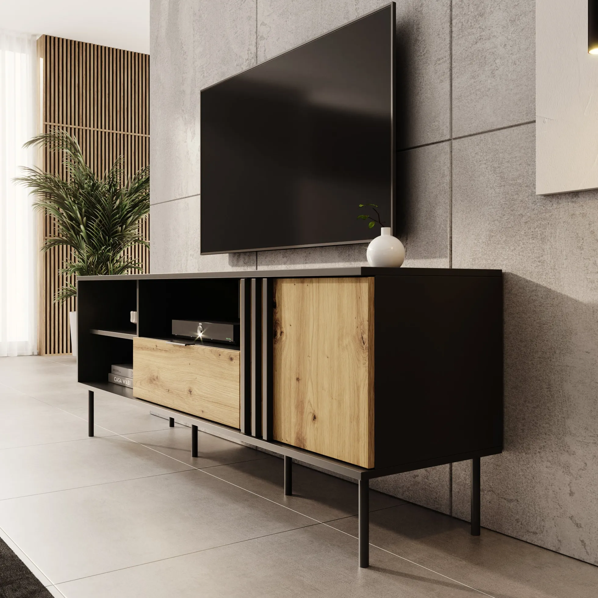 Rogan - TV-Meubel - Zwart - 160x40x58 cm