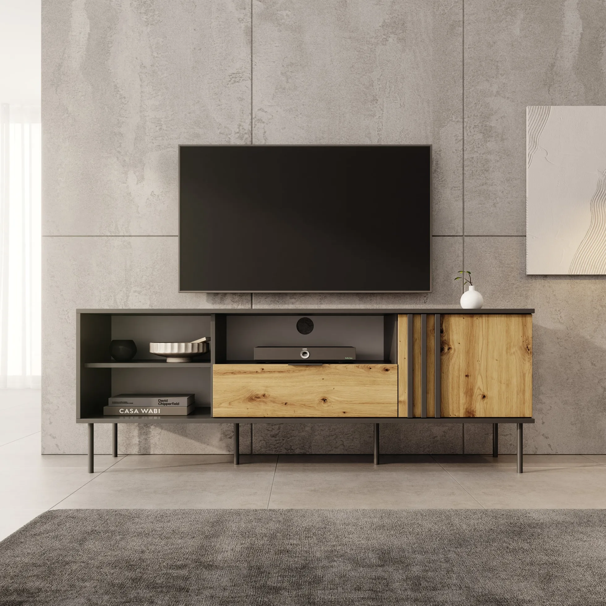 Rogan - TV-Meubel - Zwart - 160x40x58 cm