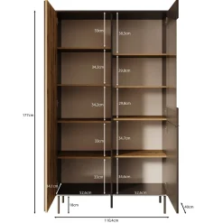 Rogan - Vitrinekast - Zwart - 111x40x195 cm
