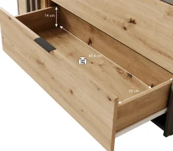 Roma - Dressoir - Grijs/eiken - 125x35x80 cm