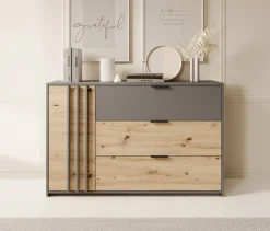 Roma - Dressoir - Grijs/eiken - 125x35x80 cm