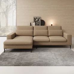 Rosano - Hoekbank 3-zits met chaise longue - Stof beige - Links