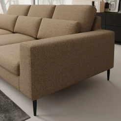 Rosano - Hoekbank 3-zits met chaise longue - Stof beige - Links