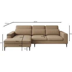 Rosano - Hoekbank 3-zits met chaise longue - Stof beige - Links