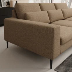 Rosano - Hoekbank 3-zits met chaise longue - Stof beige - Rechts