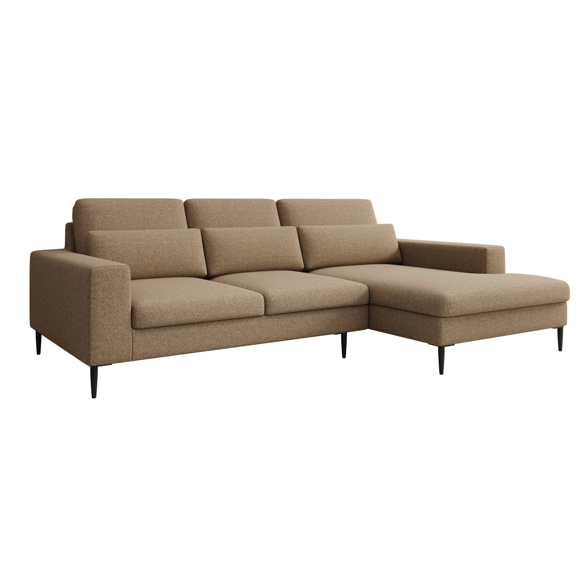 Rosano - Hoekbank 3-zits met chaise longue - Stof beige - Rechts