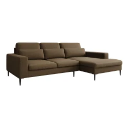 Rosano - Hoekbank 3-zits met chaise longue - Stof bruin - Rechts