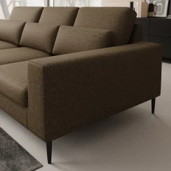 Rosano - Hoekbank 3-zits met chaise longue - Stof bruin - Links