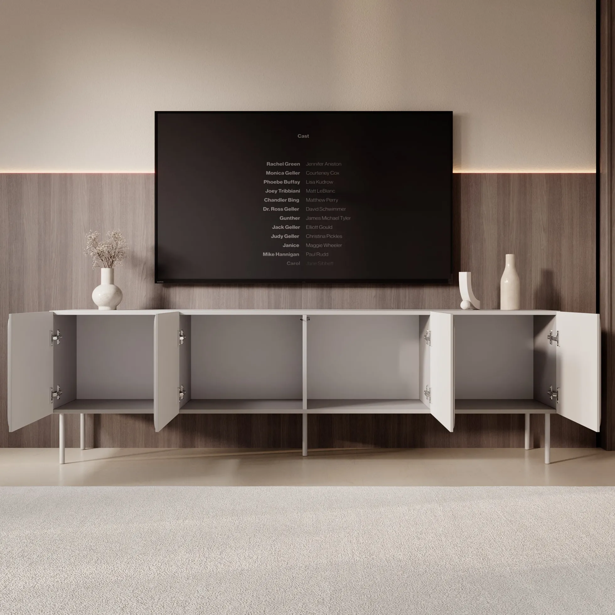 Rovik - TV-Meubel - Beige - 200x40x61 cm