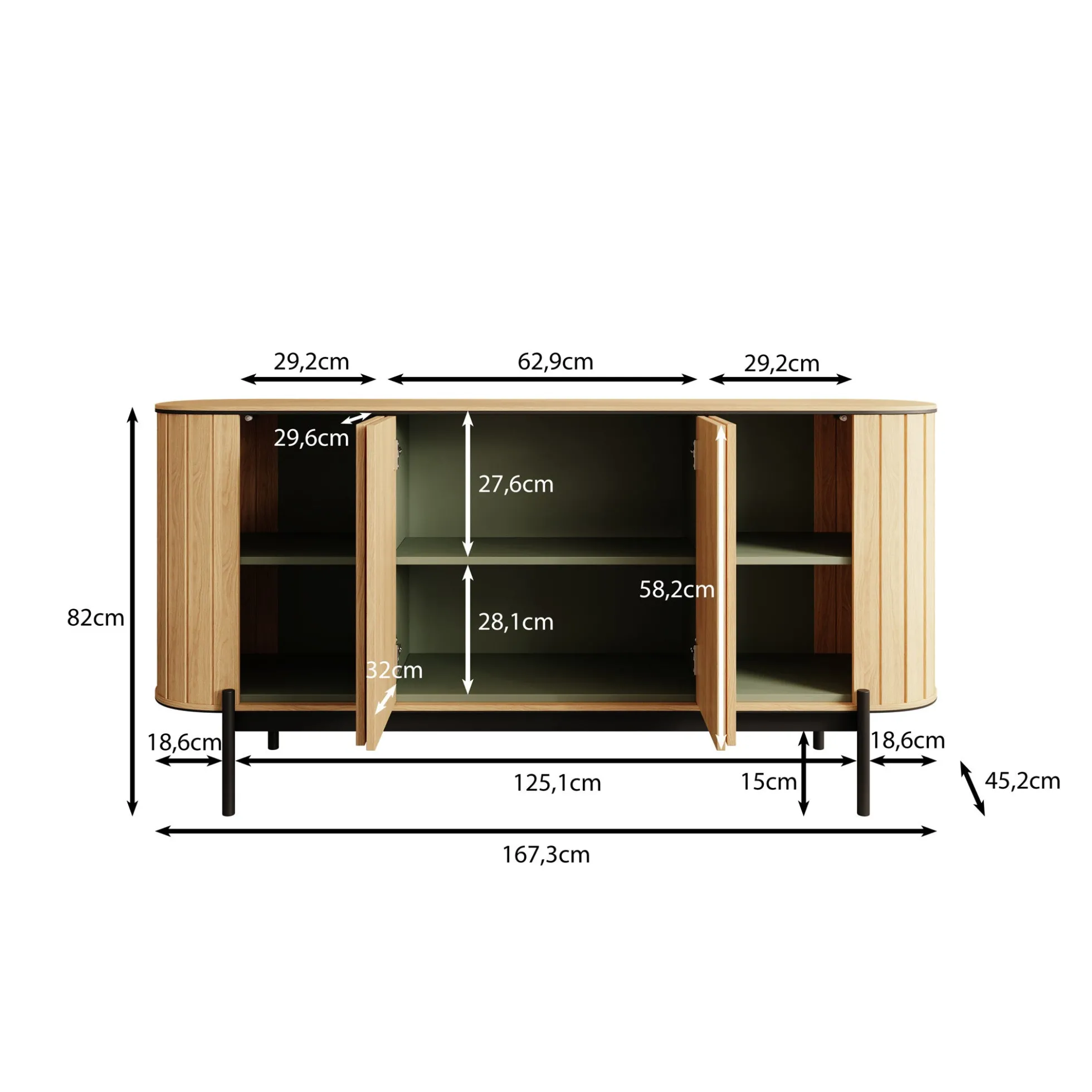 Royale - Dressoir - Eiken - 168x45x82 cm