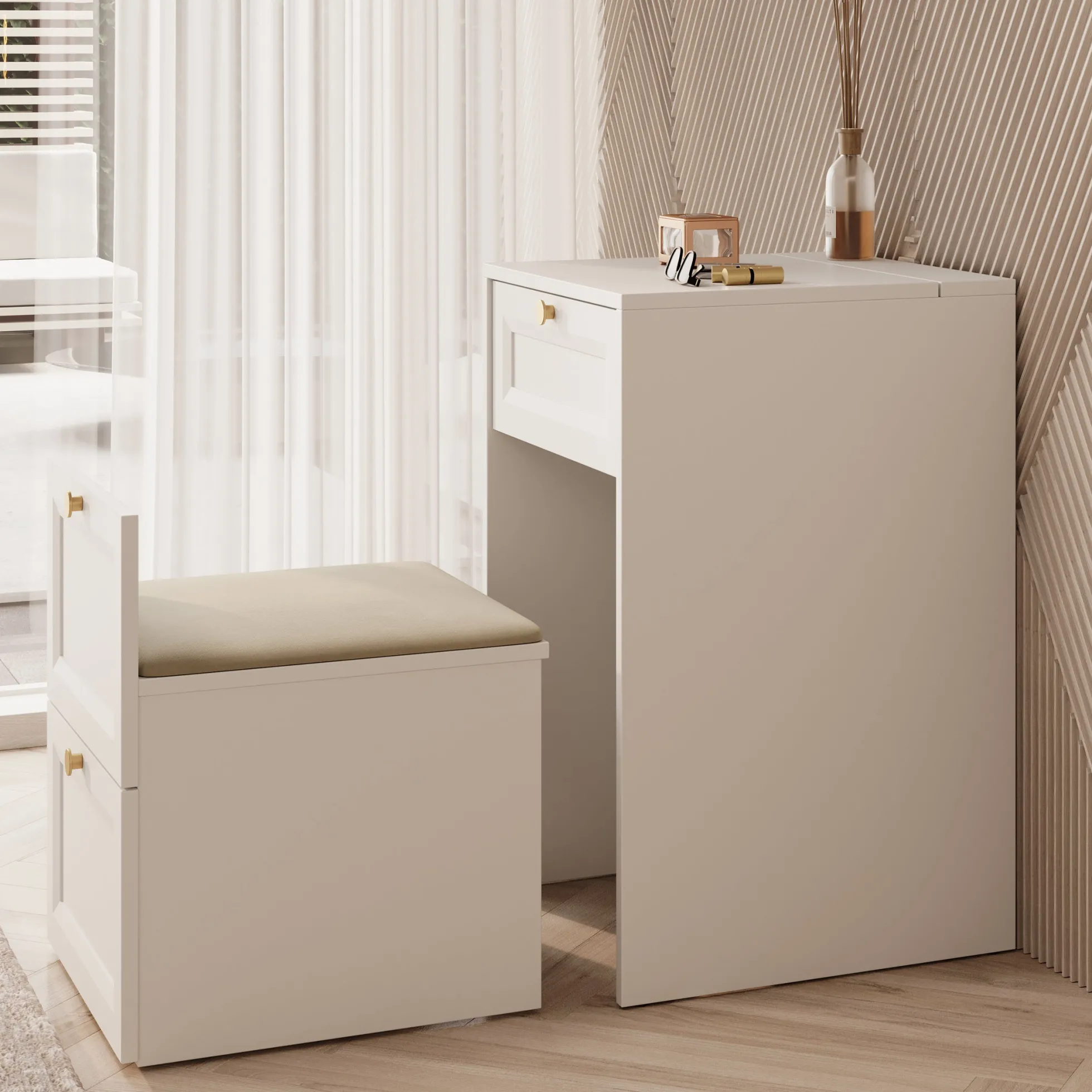 Rumble - Kaptafel met stoel - Wit - 50x51 cm