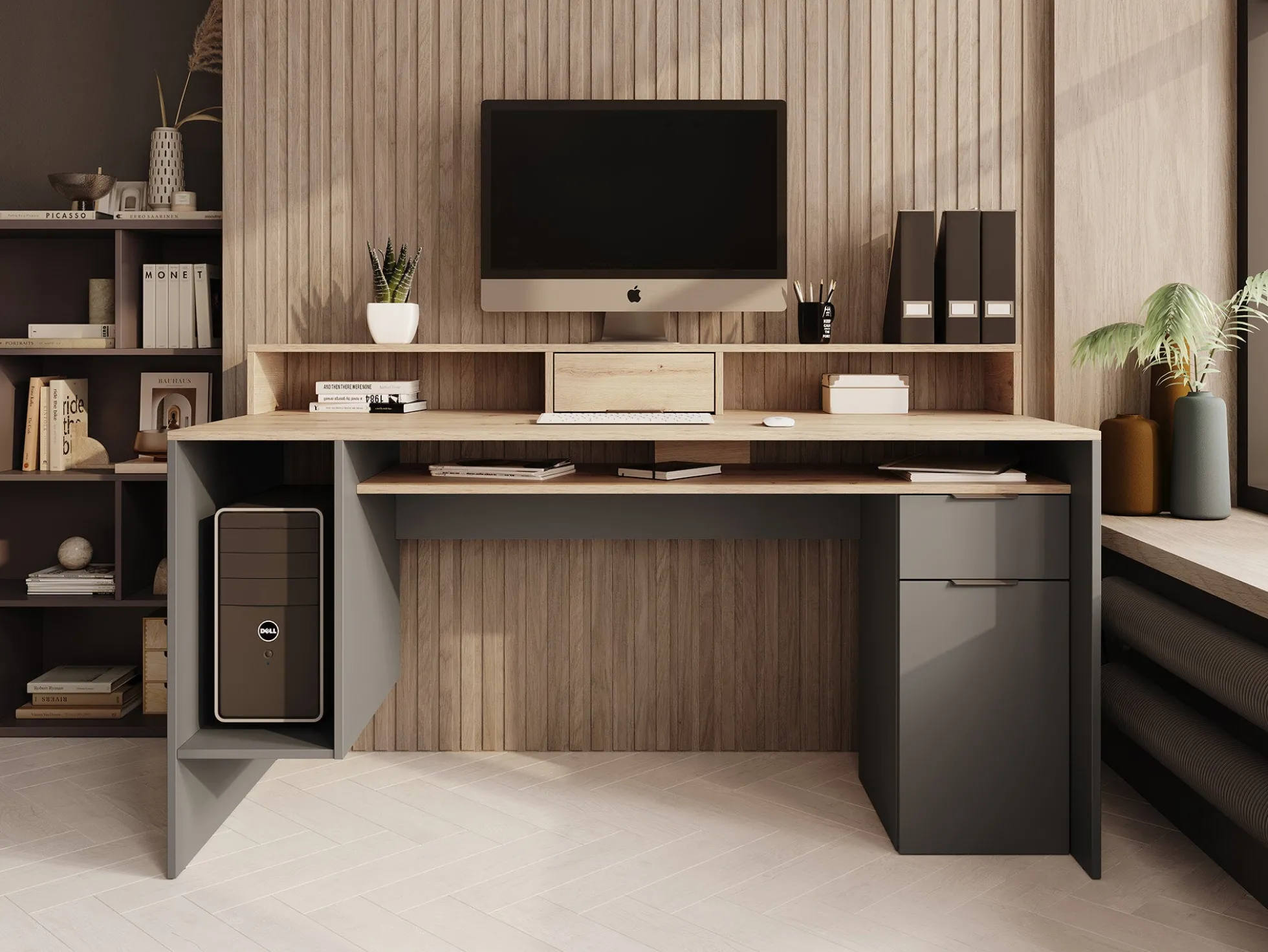 Ryan - Bureau - Grijs/eiken - 160x70 cm