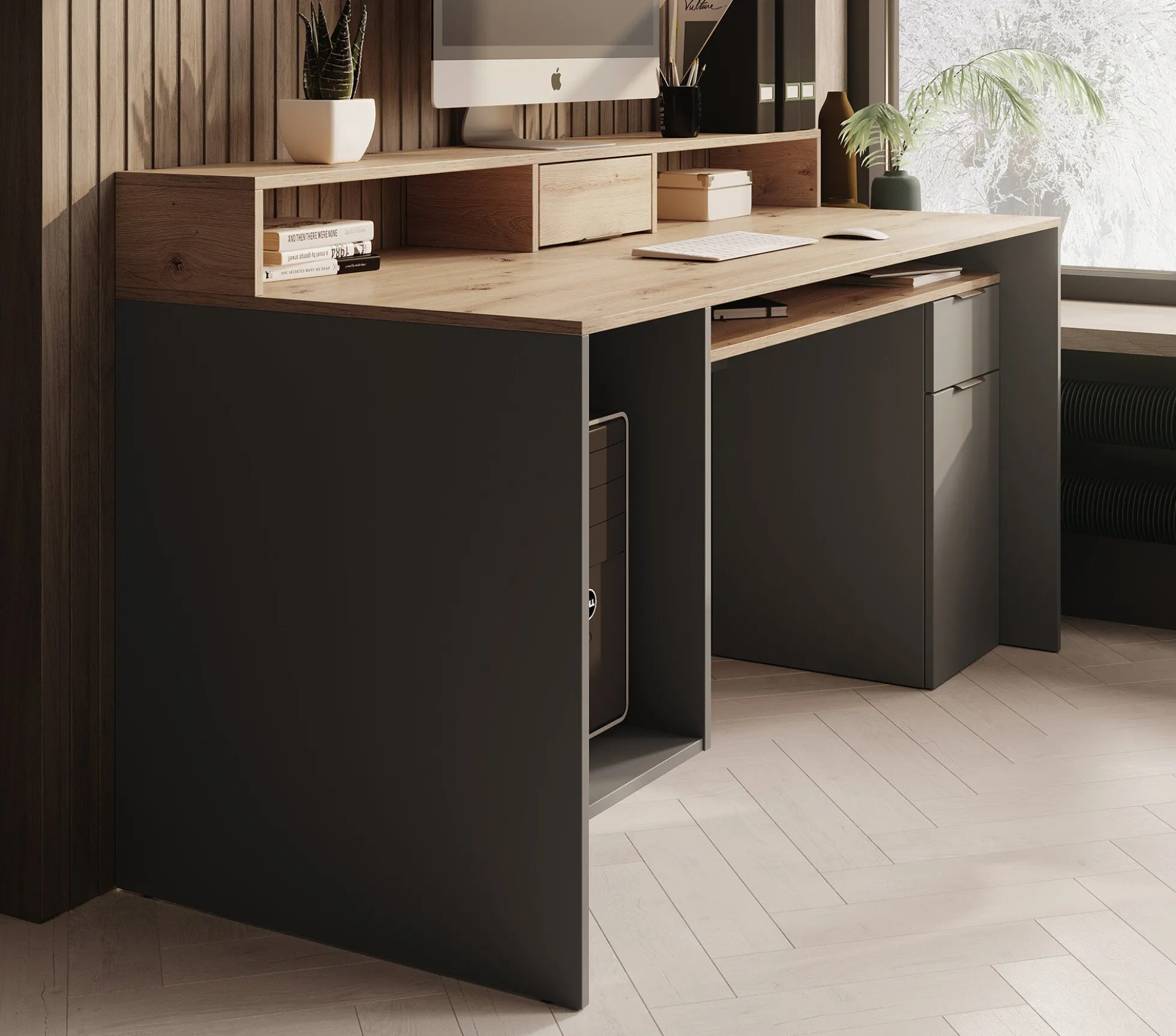 Ryan - Bureau - Grijs/eiken - 160x70 cm