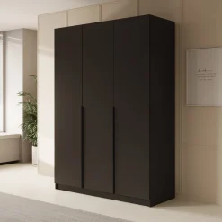 Sabre - Kledingkast 3-deurs - Zwart - 150x58x215 cm