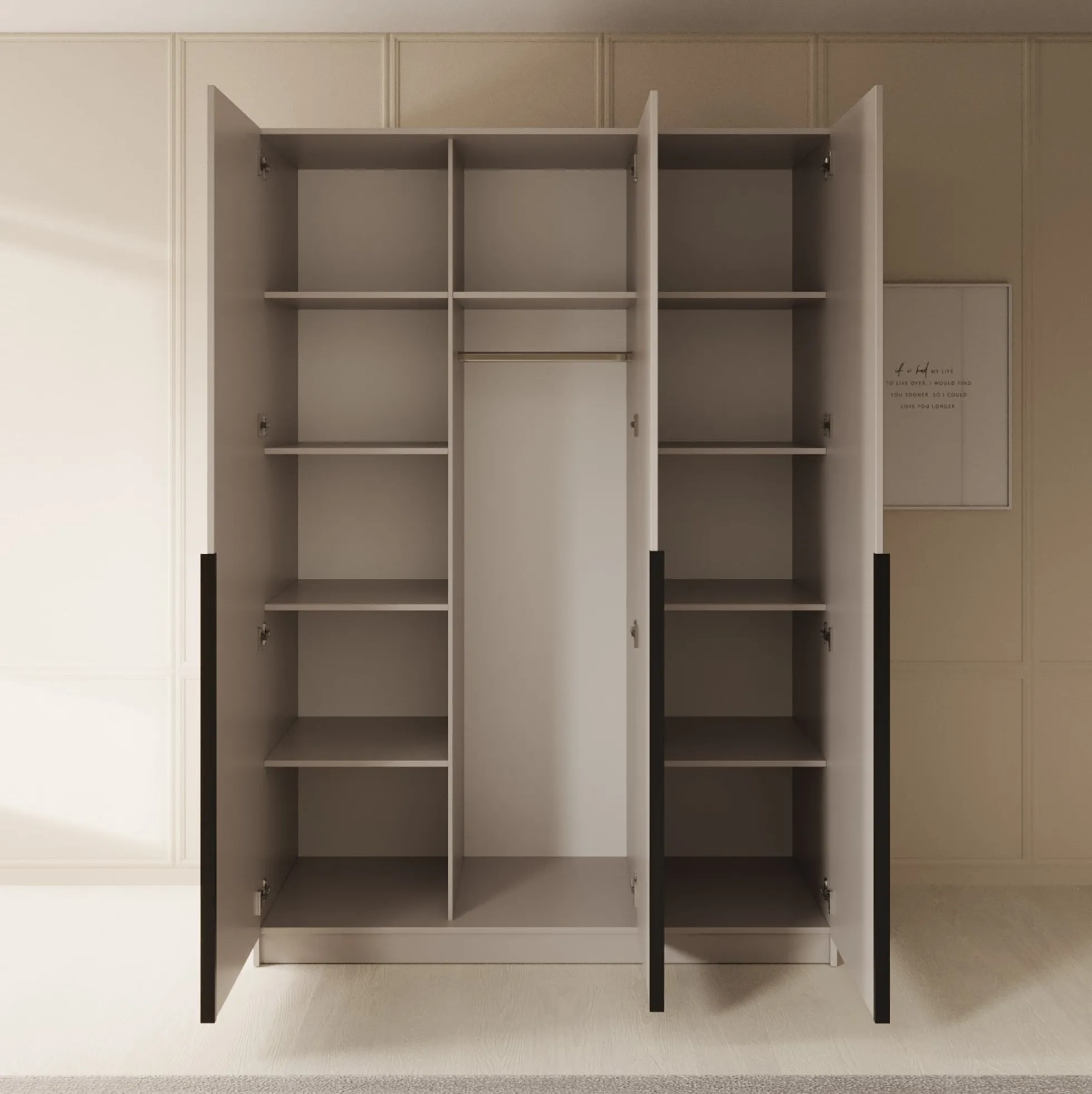 Sabre - Kledingkast 3-deurs - Beige - 150x58x215 cm