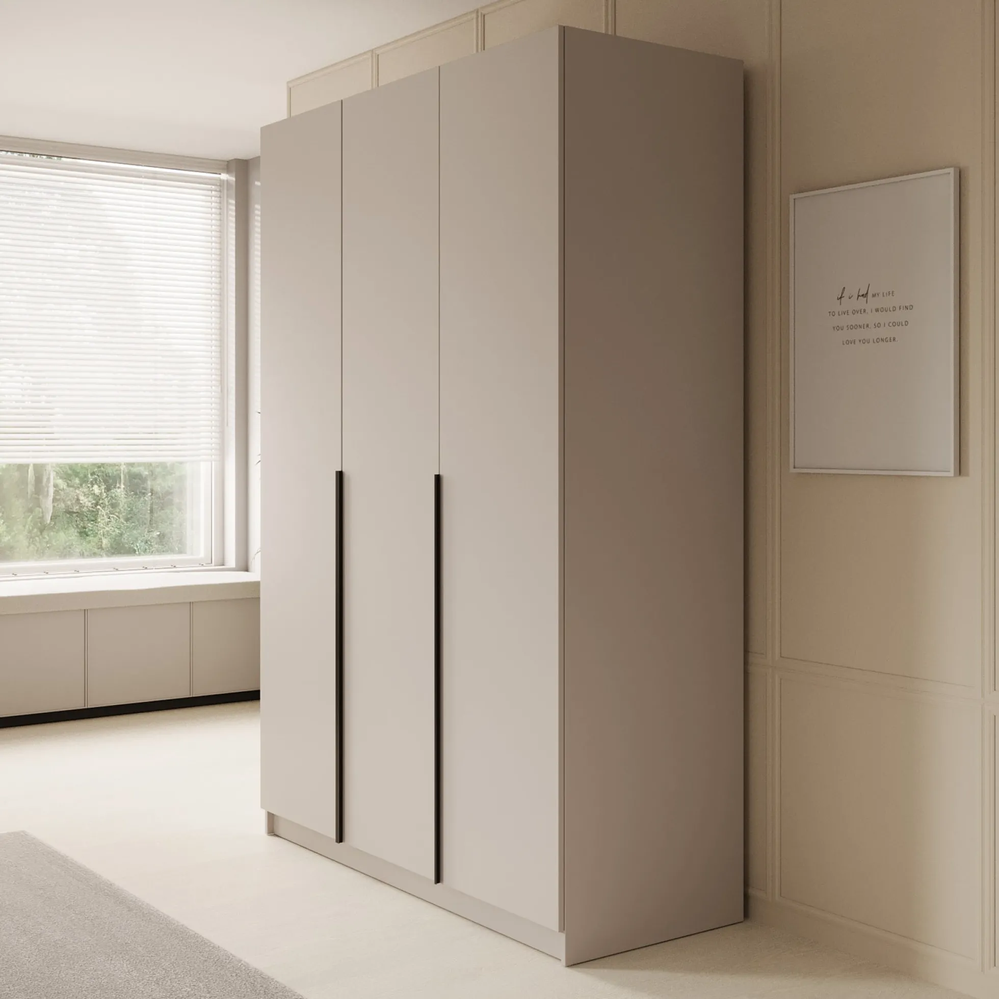Sabre - Kledingkast 3-deurs - Beige - 150x58x215 cm