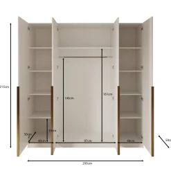 Sabre - Kledingkast 4-deurs - Eiken