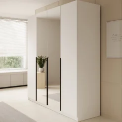 Sabre - Kledingkast met spiegel - Wit - 200x58x215 cm