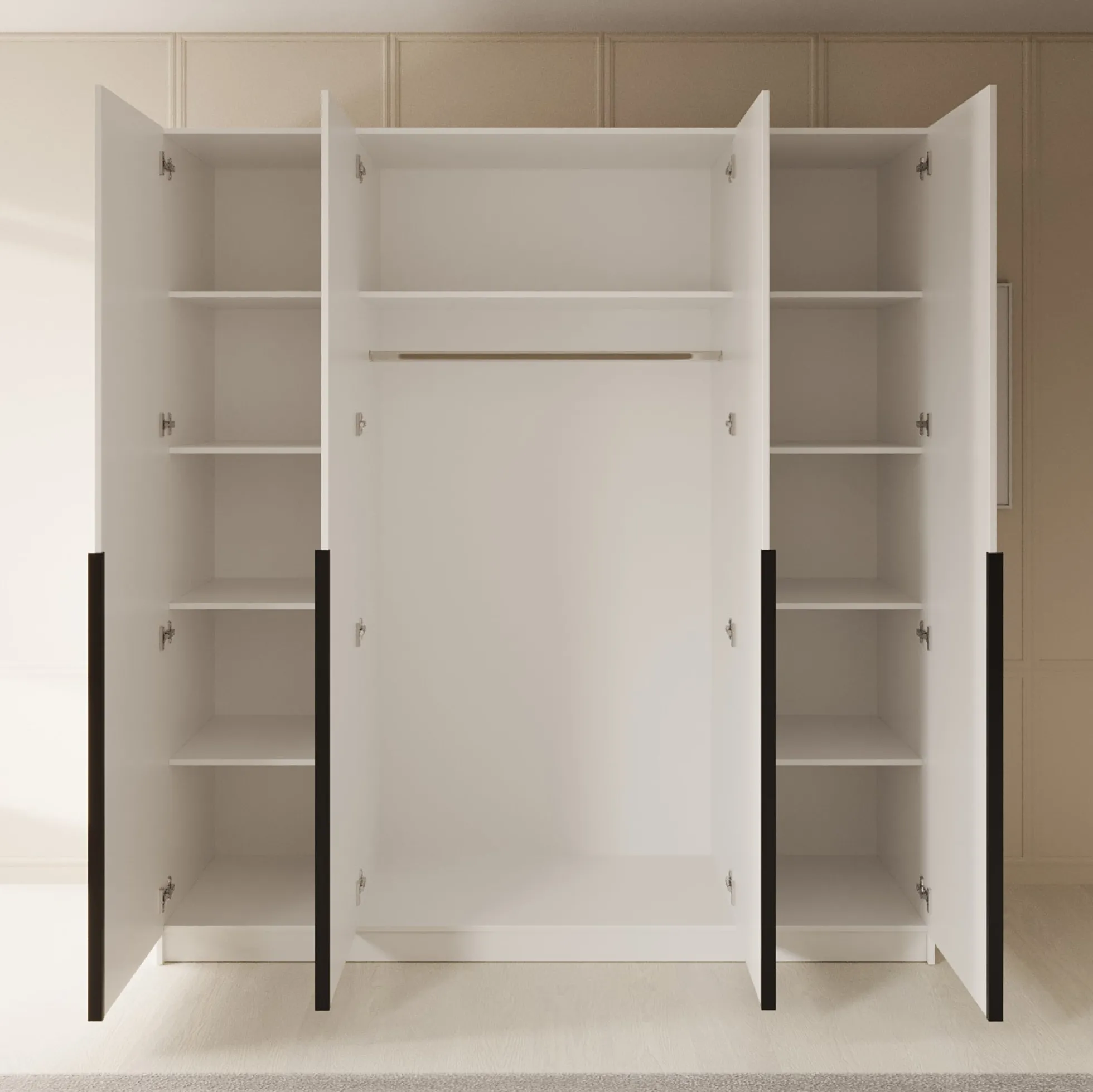 Sabre - Kledingkast met spiegel - Wit - 200x58x215 cm