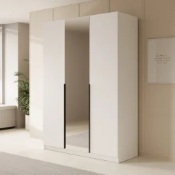 Sabre - Kledingkast met spiegel - Wit - 150x58x215 cm