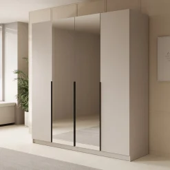Sabre - Kledingkast met spiegel - Beige - 200x58x215 cm