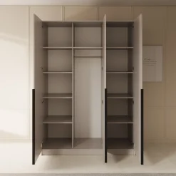 Sabre - Kledingkast met spiegel - Beige - 150x58x215 cm