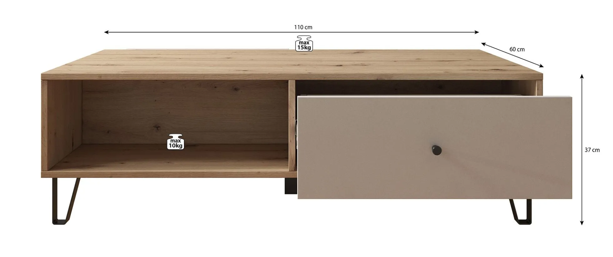 Salontafel Barlo - Mat Zwart - 110 cm