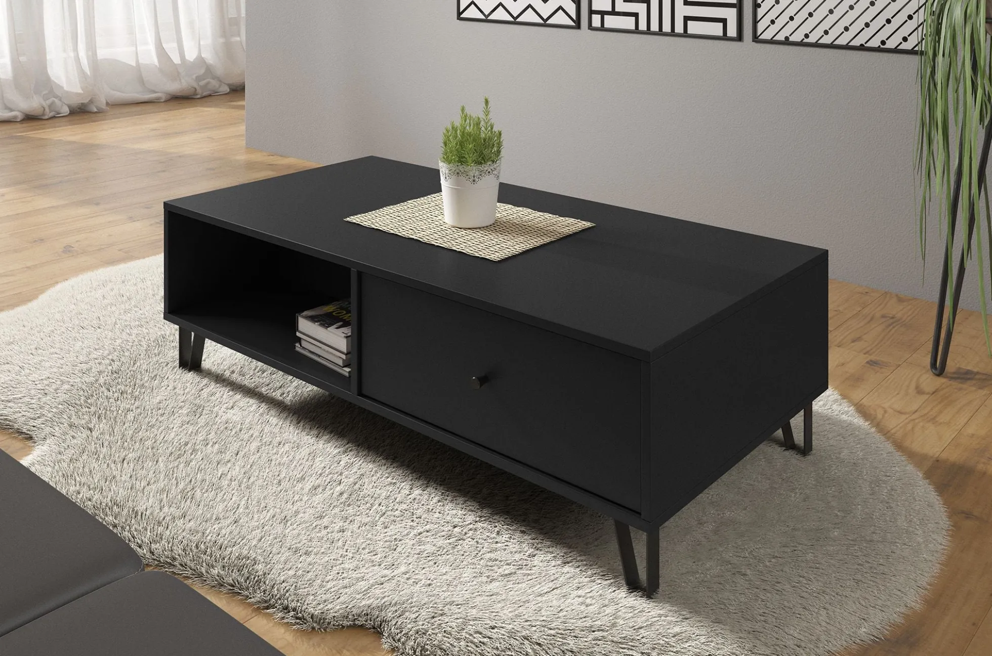 Salontafel Barlo - Mat Zwart - 110 cm
