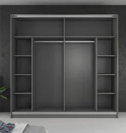 Samantha - Kledingkast met schuifdeuren - Grijs - 217x63x210 cm