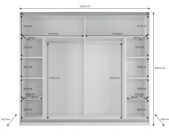 Samantha - Kledingkast met schuifdeuren - Grijs - 237x62x210 cm