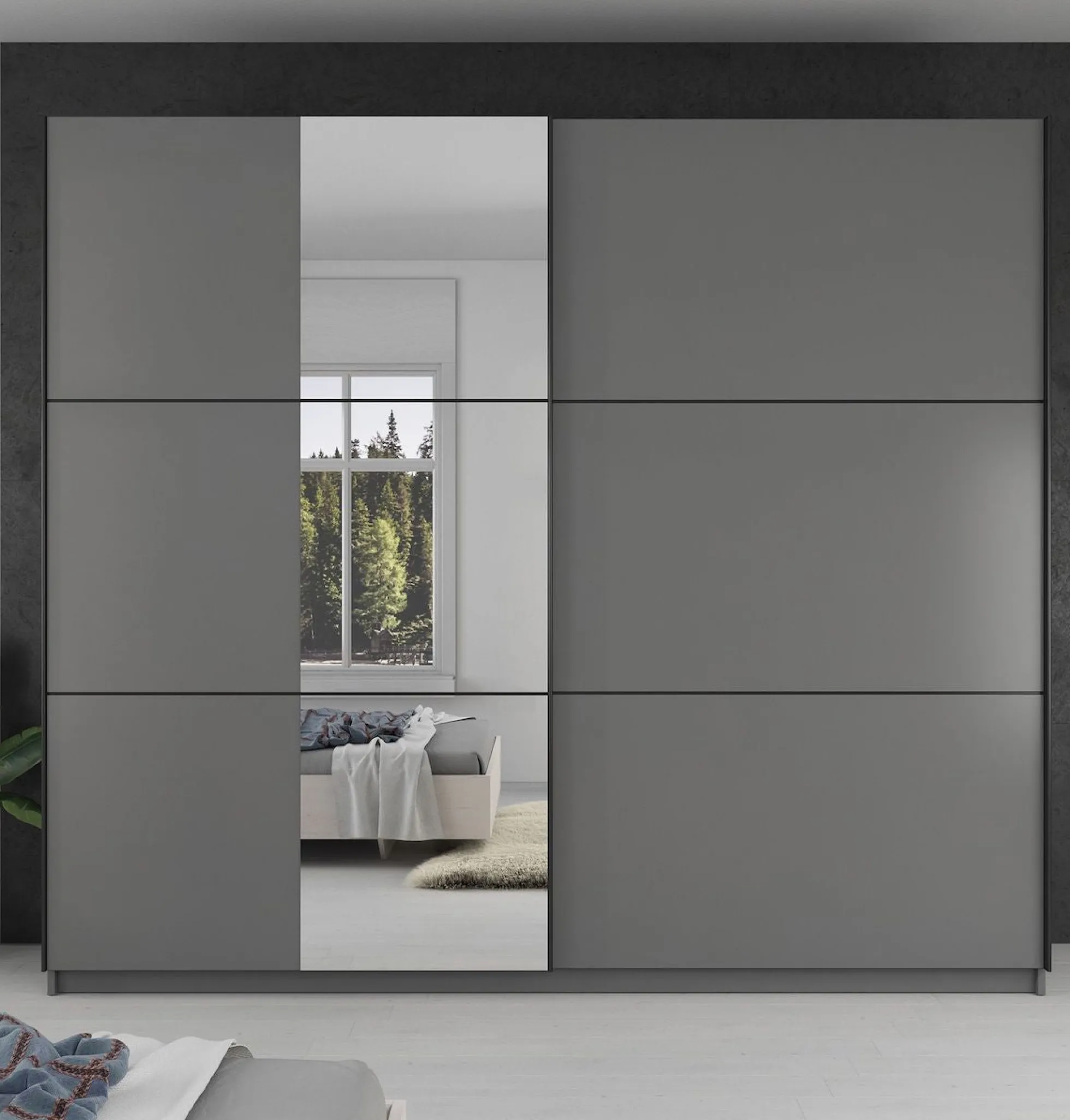 Samantha - Kledingkast met schuifdeuren - Grijs - 237x62x210 cm