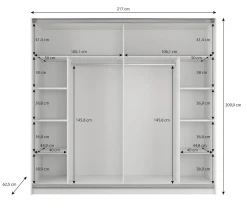 Samantha - Kledingkast met schuifdeuren - Wit - 217x62x210 cm
