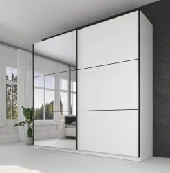 Samantha - Kledingkast met schuifdeuren - Wit - 217x62x210 cm